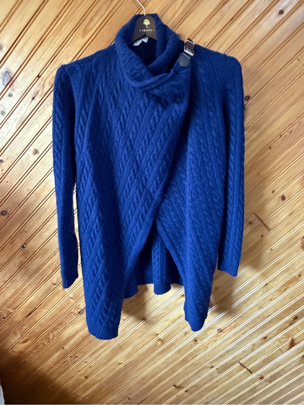 Neiman Marcus cashmere Cable-Knit cardigan Sweater - Navy medium
